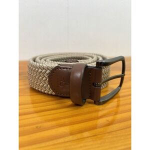 Original Penguin Men's Woven Belt Khaki with Genuine Leather SZ M 34-35 NEW
